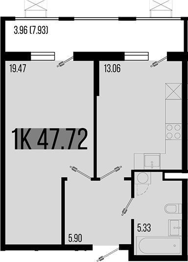 Планировка — Цветной бульвар, 1-комн., 44 м²