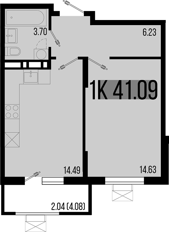 Планировка — Цветной бульвар, 1-комн., 39 м²