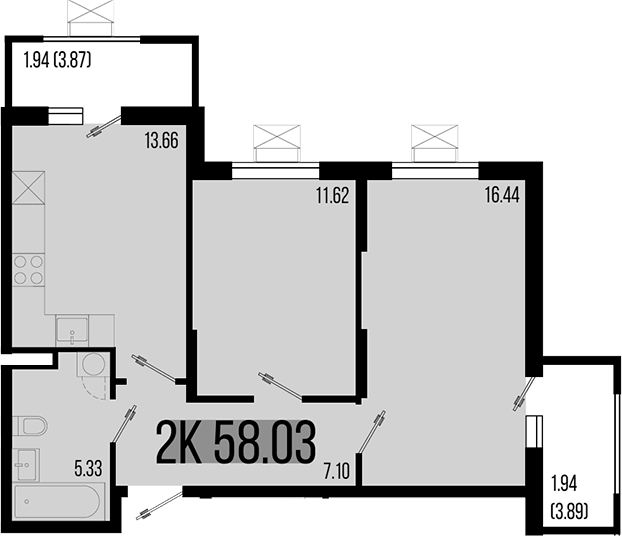Планировка — Цветной бульвар, 2-комн., 54 м²
