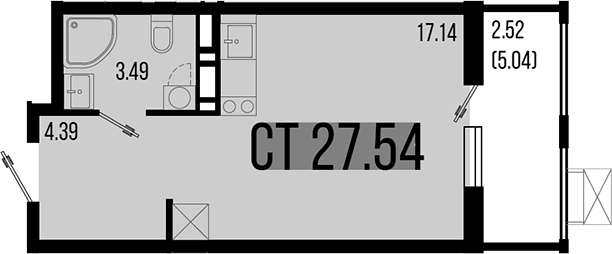 Планировка — Цветной бульвар, Студия, 25 м²