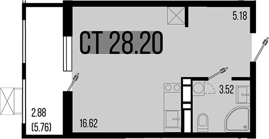 Планировка — Цветной бульвар, Студия, 25 м²