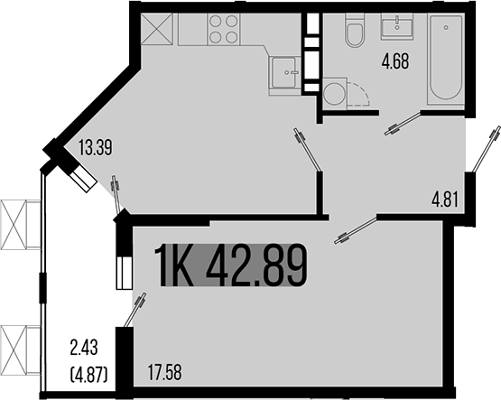 Планировка — Цветной бульвар, 1-комн., 40 м²