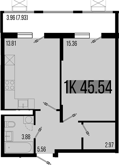 Планировка — Цветной бульвар, 1-комн., 42 м²