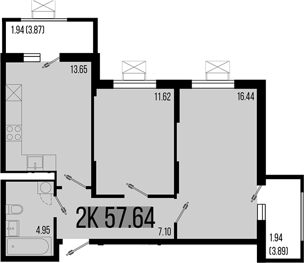 Планировка — Цветной бульвар, 2-комн., 54 м²