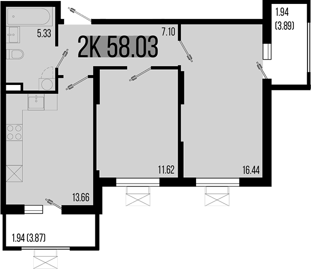 Планировка — Цветной бульвар, 2-комн., 54 м²