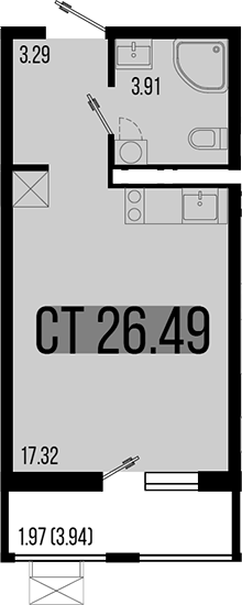 Планировка — Цветной бульвар, Студия, 25 м²