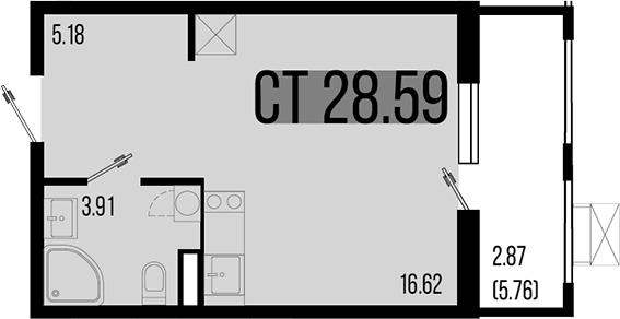 Планировка — Цветной бульвар, Студия, 26 м²