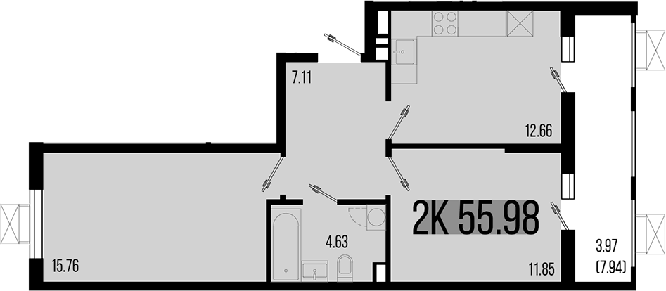 Планировка — Цветной бульвар, 2-комн., 52 м²