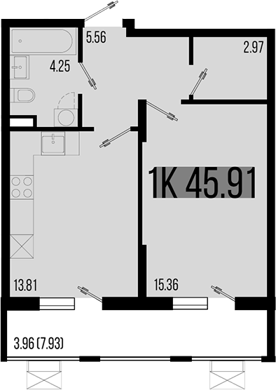 Планировка — Цветной бульвар, 1-комн., 42 м²