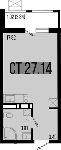 Планировка — Цветной бульвар, Студия, 25 м²
