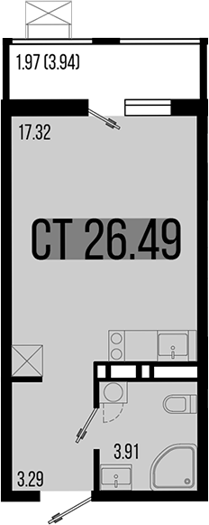 Планировка — Цветной бульвар, Студия, 25 м²