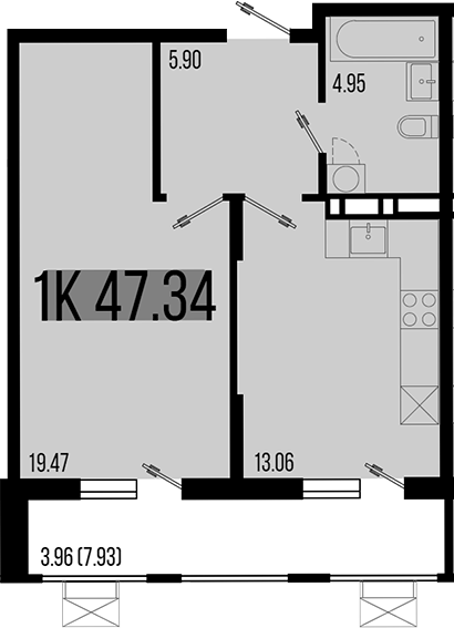 Планировка — Цветной бульвар, 1-комн., 43 м²
