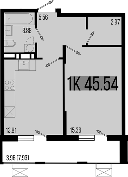 Планировка — Цветной бульвар, 1-комн., 42 м²