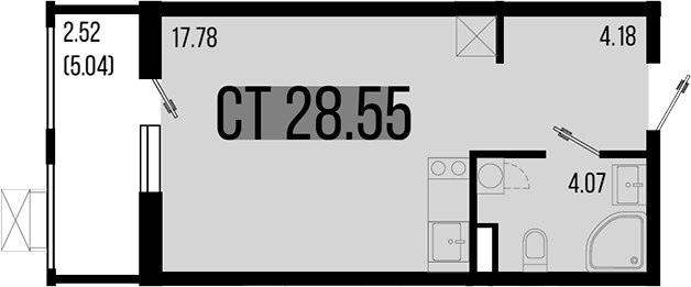 Планировка — Цветной бульвар, Студия, 26 м²