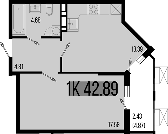 Планировка — Цветной бульвар, 1-комн., 40 м²