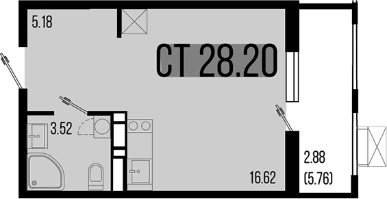 Планировка — Цветной бульвар, Студия, 25 м²