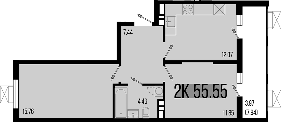 Планировка — Цветной бульвар, 2-комн., 52 м²