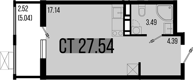 Планировка — Цветной бульвар, Студия, 25 м²