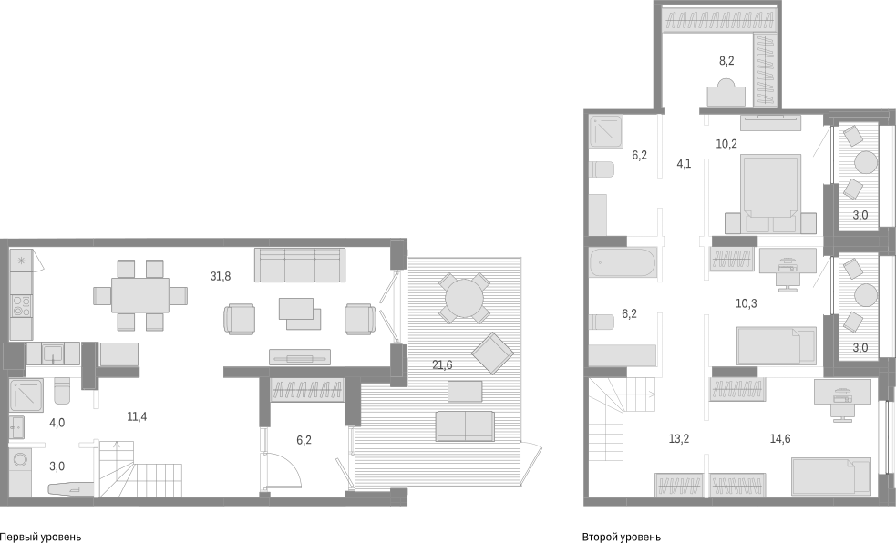 Планировка — Европейский берег, 4-комн., 129 м²