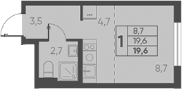Планировка — Барса, Студия, 20 м²