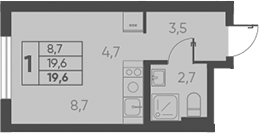 Планировка — Барса, Студия, 20 м²