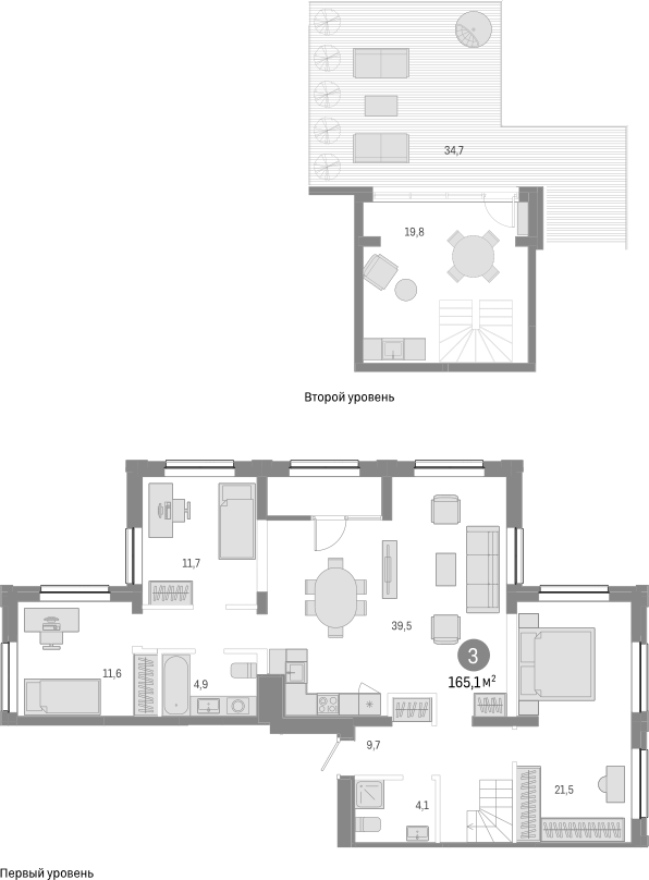 Планировка — Европейский берег, 4-комн., 123 м²