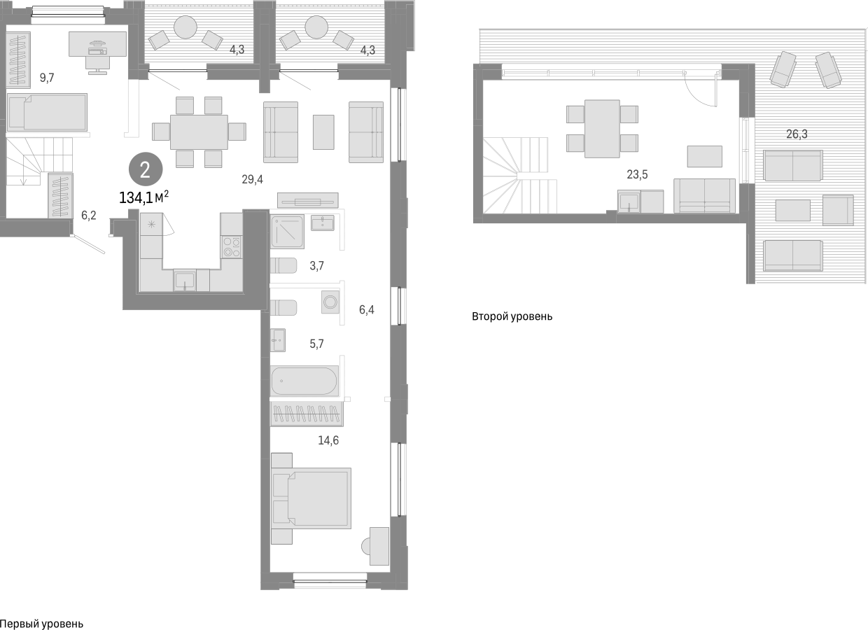 Планировка — Европейский берег, 3-комн., 99 м²