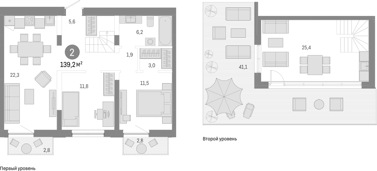 Планировка — Европейский берег, 3-комн., 93 м²