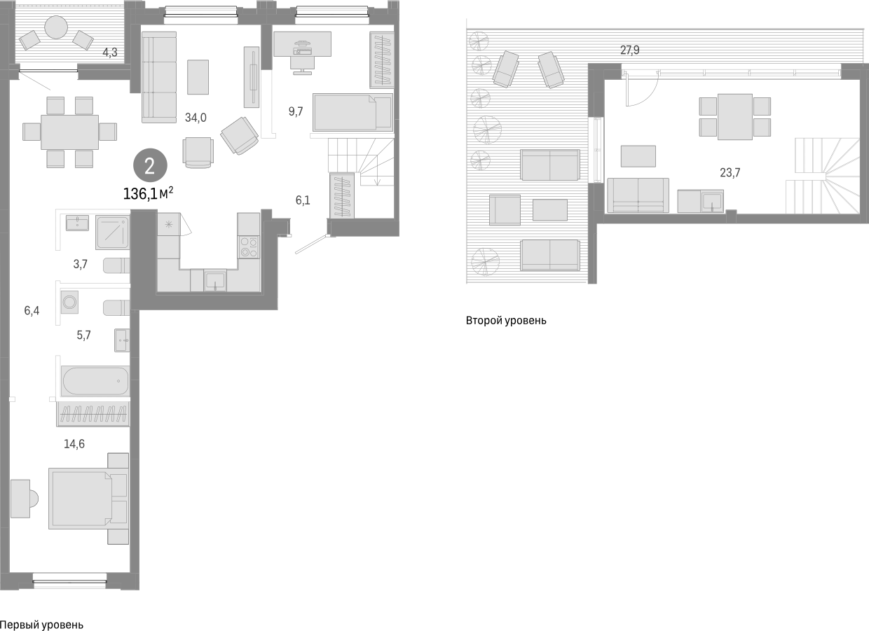 Планировка — Европейский берег, 3-комн., 104 м²