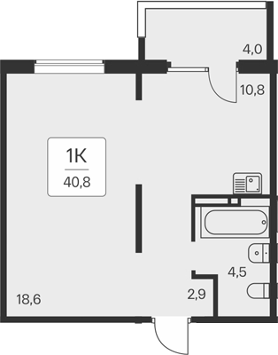 Планировка — Квартал на Игарской, 1-комн., 37 м²