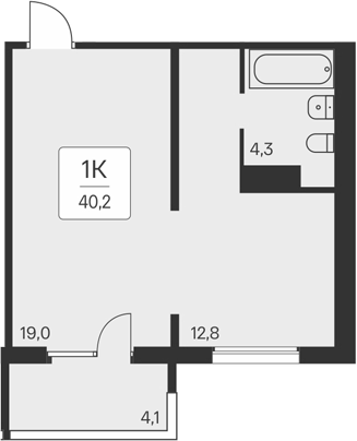 Планировка — Квартал на Игарской, 1-комн., 36 м²