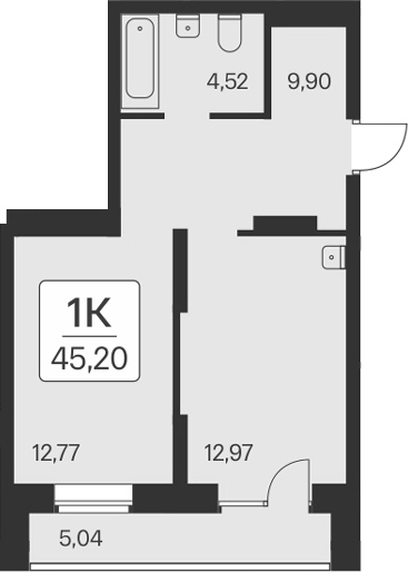 Планировка — Квартал на Игарской, 1-комн., 40 м²
