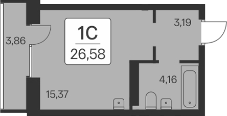 Планировка — Квартал на Игарской, Студия, 23 м²