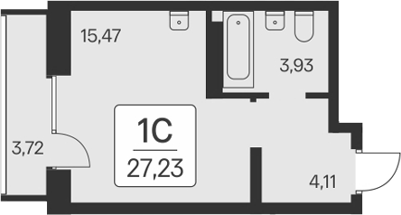 Планировка — Квартал на Игарской, Студия, 24 м²