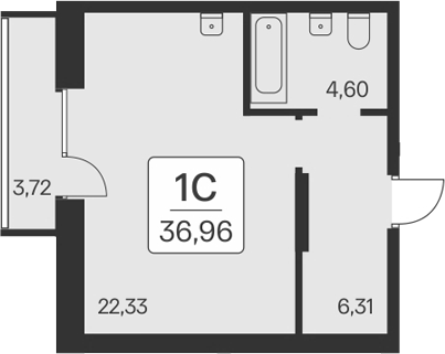 Планировка — Квартал на Игарской, Студия, 33 м²