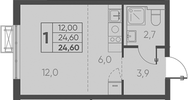 Планировка — Барса, Студия, 25 м²