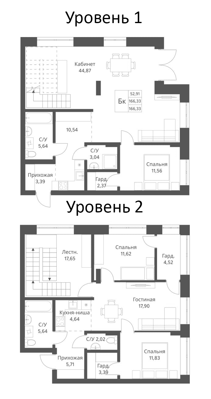 Планировка — Фора, 4-комн., 166 м²
