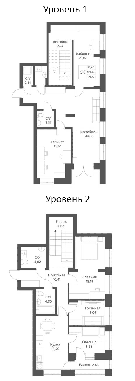 Планировка — Фора, 5-комн., 171 м²