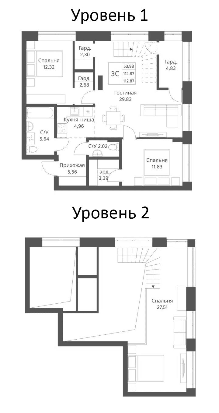 Планировка — Фора, 3-комн., 113 м²