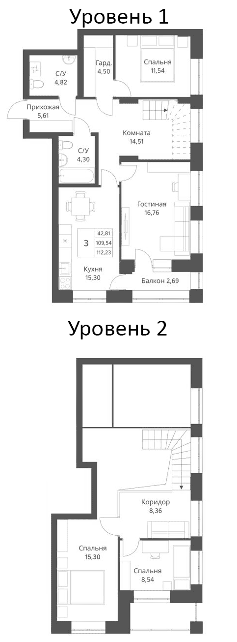 Планировка — Фора, 5-комн., 110 м²