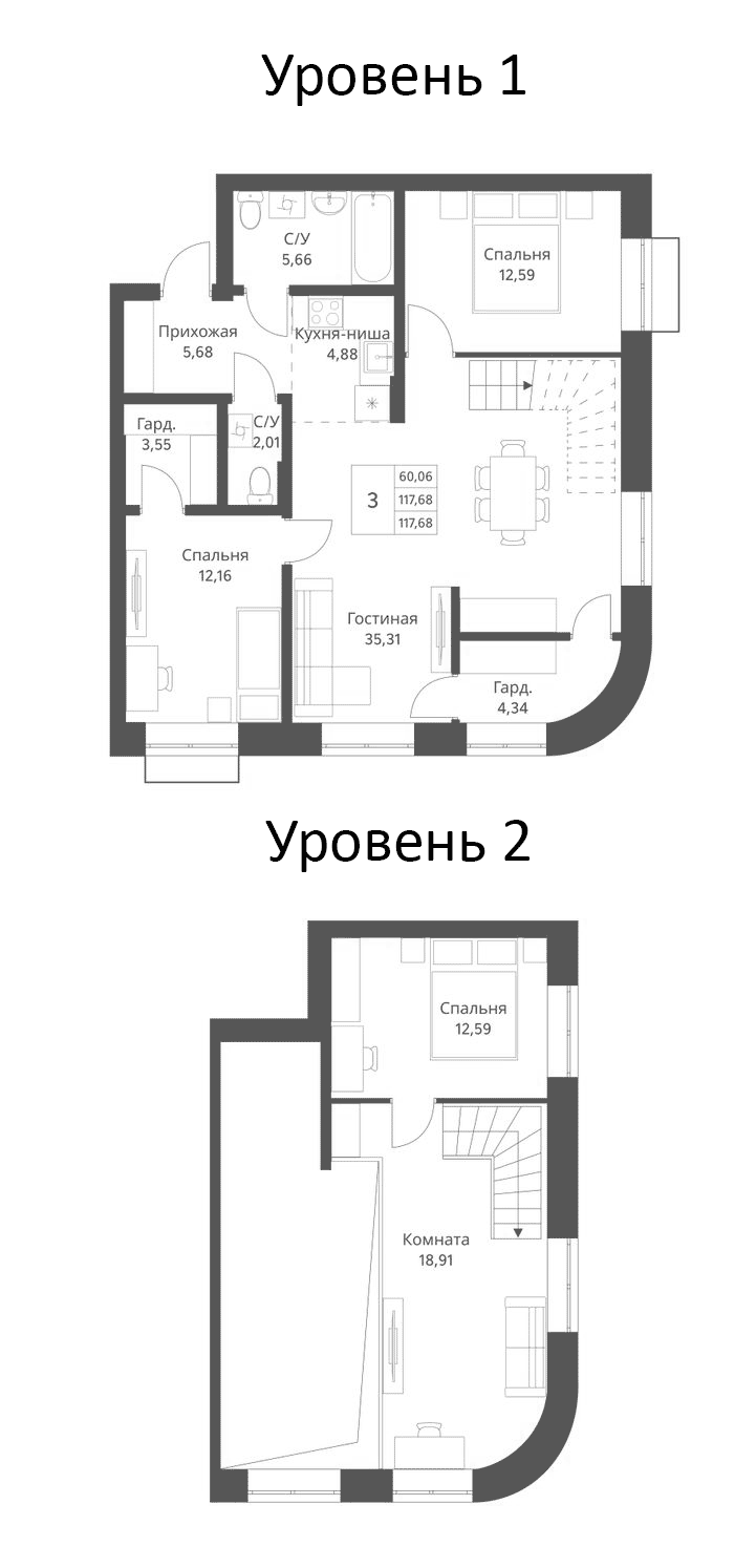 Планировка — Фора, 4-комн., 118 м²
