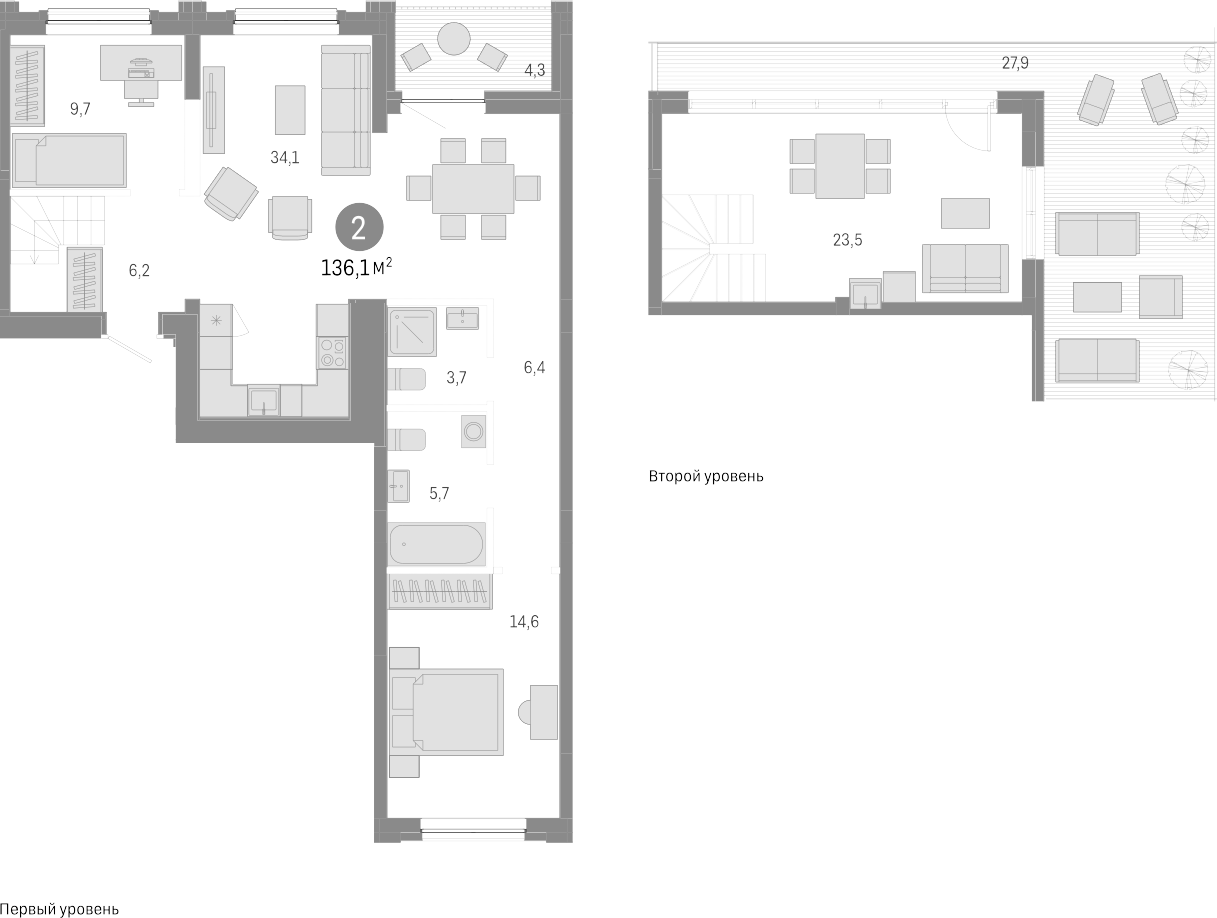 Планировка — Европейский берег, 4-комн., 104 м²