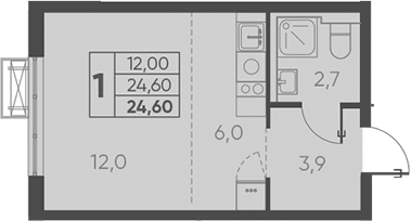 Планировка — Барса, Студия, 25 м²