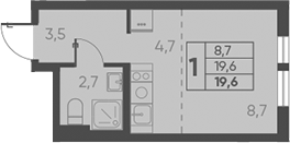 Планировка — Барса, Студия, 20 м²