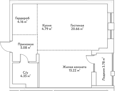 Планировка — Flora&Fauna, 2-комн., 54 м²