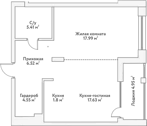 Планировка — Flora&Fauna, 2-комн., 56 м²
