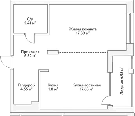 Планировка — Flora&Fauna, 2-комн., 56 м²