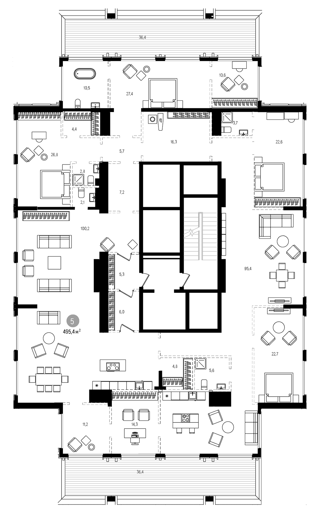 Планировка — На Декабристов, 1-комн., 479 м²