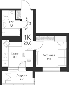 Планировка — Свои люди, 1-комн., 26 м²