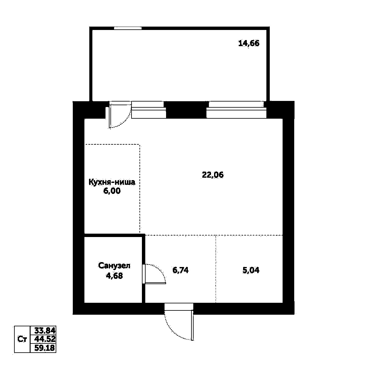 Планировка — Спектр, Студия, 45 м²